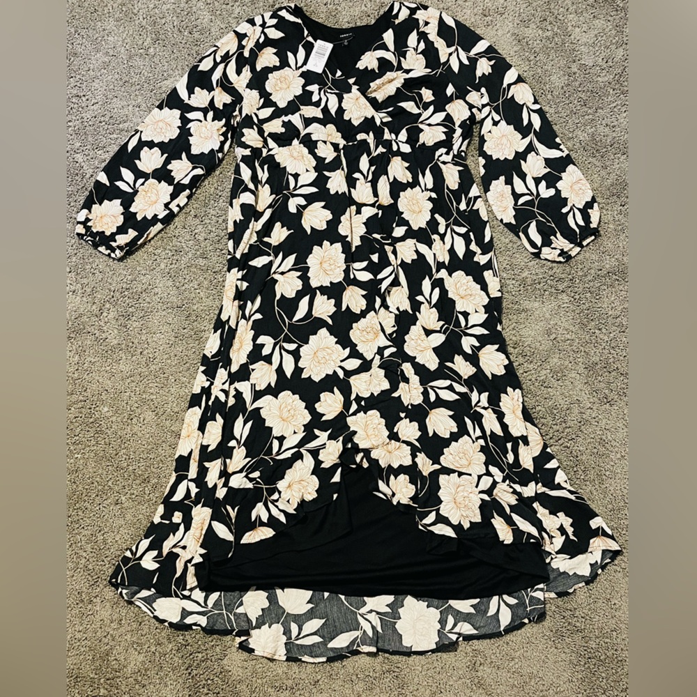 Torrid midi floral wrap style dress